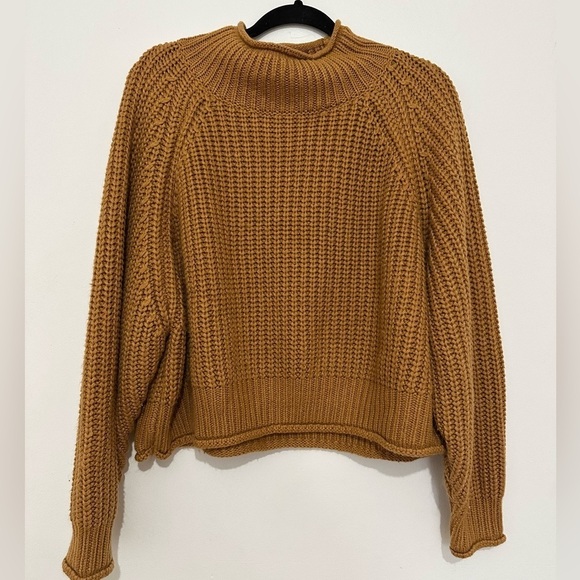 Roolee mock neck pullover knit sweater size large orange burnt rust wool blend - Picture 1 of 4